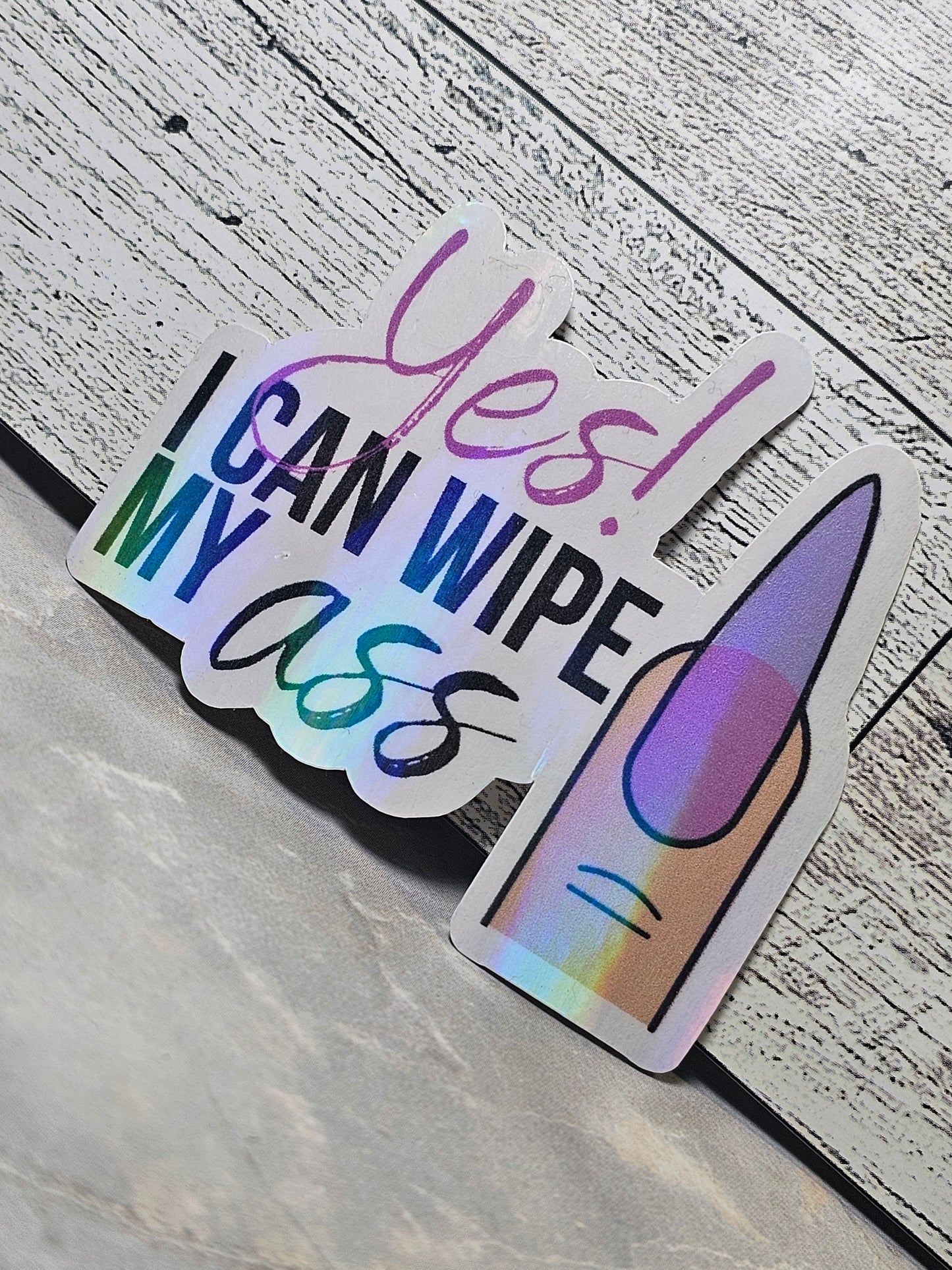 "YES I CAN WIPE...STICKER" LAVENDER