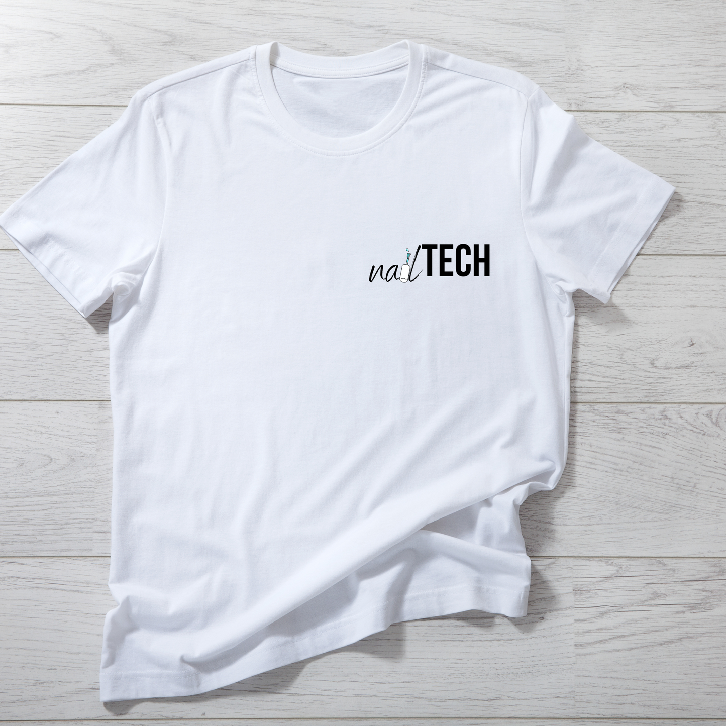 WHITE SHORT SLEEVE NAIL TECH T-SHIRT