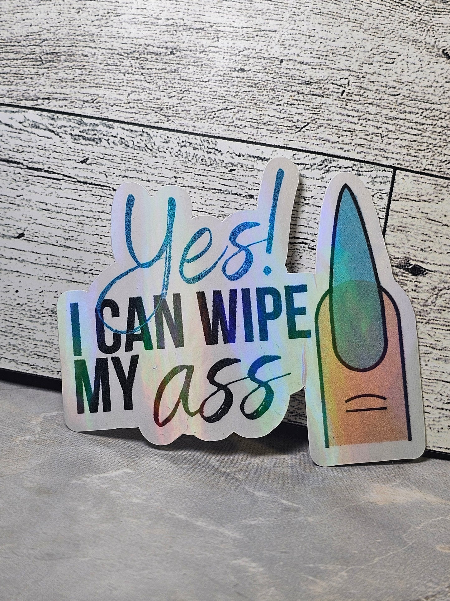 "YES I CAN WIPE...STICKER" AQUA